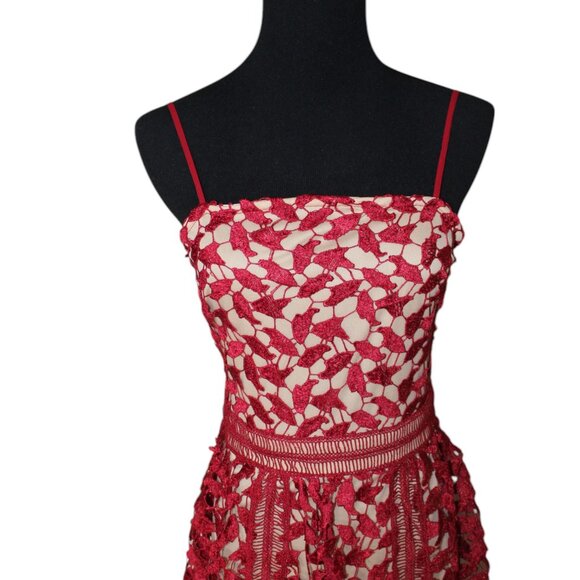 Boohoo Berry Red Corded Lace Midi SKATER Dress Size 8 NWT's HOLIDAY! - Picture 3 of 16